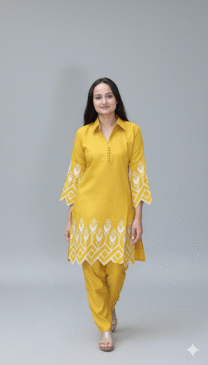 women red embroidered co ord set